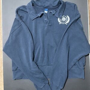 Navy Blue Polo Sweatshirt Towel Material